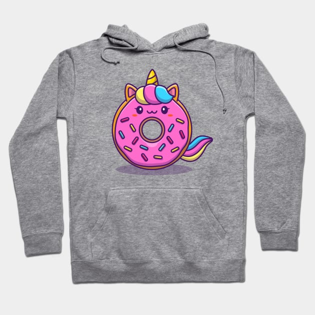 Cute Unicorn Doughnut Donut Cartoon Hoodie by Catalyst Labs